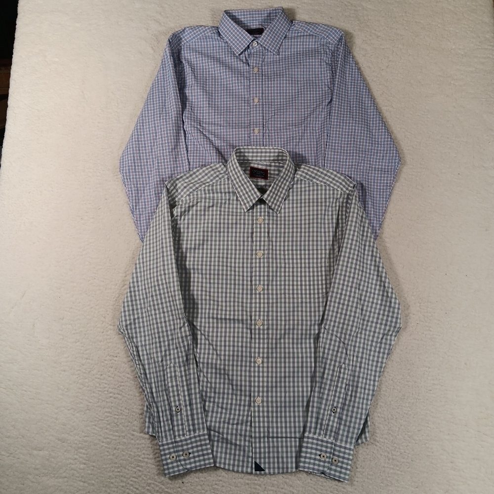UNTUCKit Shirt Mens Small Plaid Performance Nylon Long Sleeve Lot Of 2